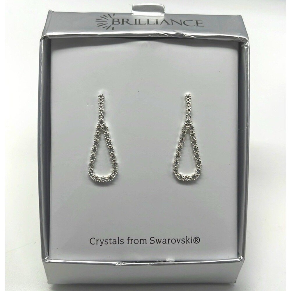 Brilliance Swarovski Crystal Silver Tear Drop Earrings New